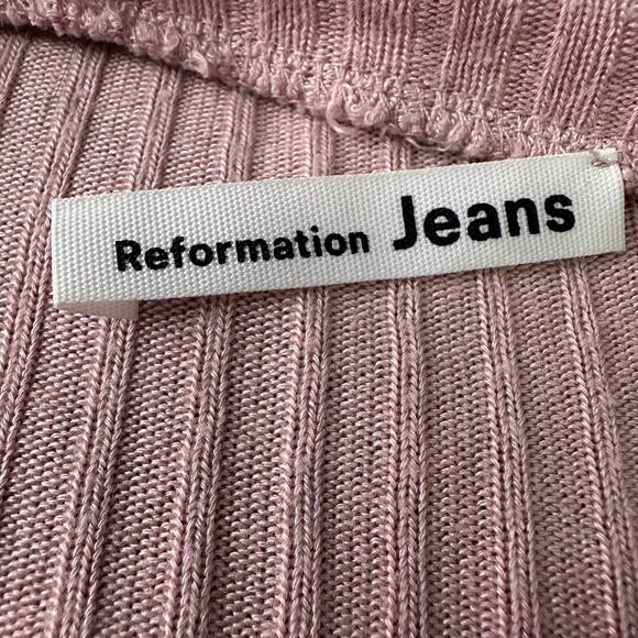 Reformation Crop Top Women’s Small Pink Ribbed Pullover Lightweight Long Sleeve - Picture 6 of 10